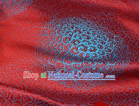 Chinese Traditional Auspicious Clouds Pattern Red Brocade Fabric Silk Satin Fabric Hanfu Material