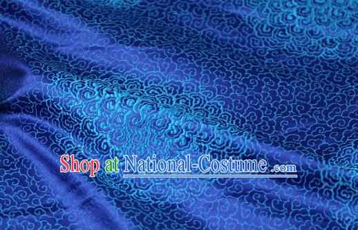 Chinese Traditional Auspicious Clouds Pattern Royalblue Brocade Fabric Silk Satin Fabric Hanfu Material