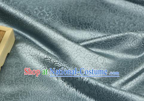 Chinese Traditional Auspicious Clouds Pattern Grey Blue Brocade Fabric Silk Satin Fabric Hanfu Material