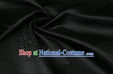 Chinese Traditional Auspicious Clouds Pattern Black Brocade Fabric Silk Satin Fabric Hanfu Material