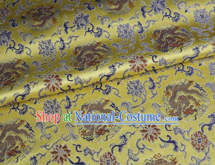 Chinese Traditional Dragon Pattern Golden Brocade Fabric Silk Satin Fabric Hanfu Material