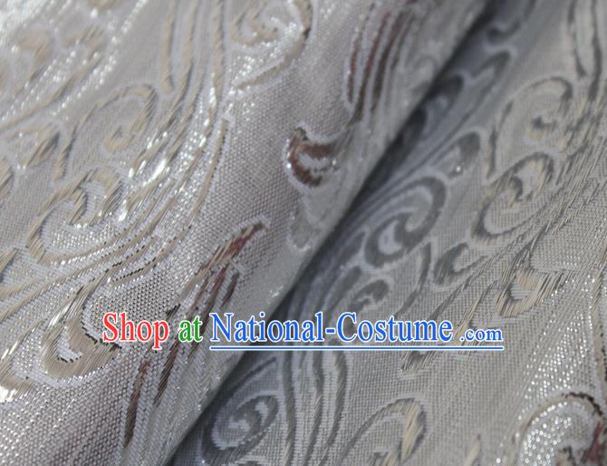 Chinese Traditional Clouds Pattern Argent Brocade Fabric Silk Tapestry Satin Fabric Hanfu Material