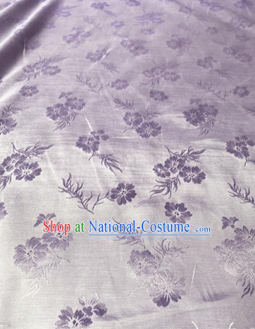 Chinese Traditional Pattern Lilac Silk Fabric Hanfu Brocade Material