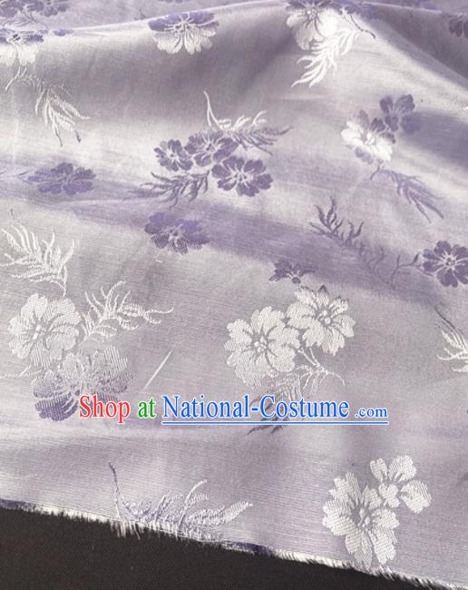 Chinese Traditional Pattern Lilac Silk Fabric Hanfu Brocade Material