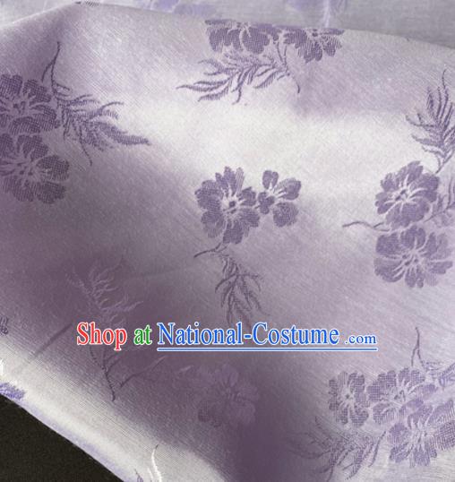 Chinese Traditional Pattern Lilac Silk Fabric Hanfu Brocade Material