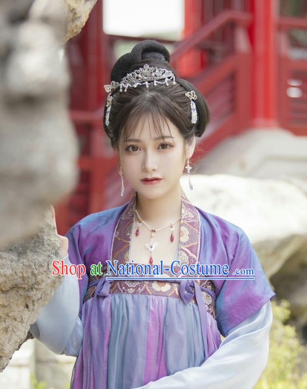 Chinese Ancient Court Maid Embroidered Dress Traditional Tang Dynasty Palace Lady Costumes for Women