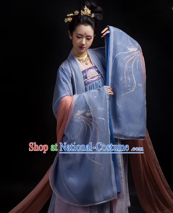 Chinese Ancient Hanfu Embroidered Dress Traditional Tang Dynasty Imperial Consort Costumes for Women