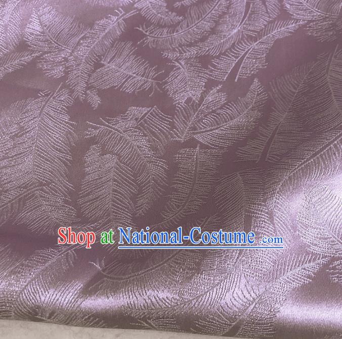 Chinese Traditional Feathers Pattern Deep Pink Silk Fabric Hanfu Brocade Material