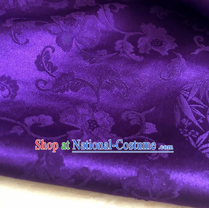 Chinese Traditional Twine Flowers Pattern Purple Silk Fabric Hanfu Brocade Material