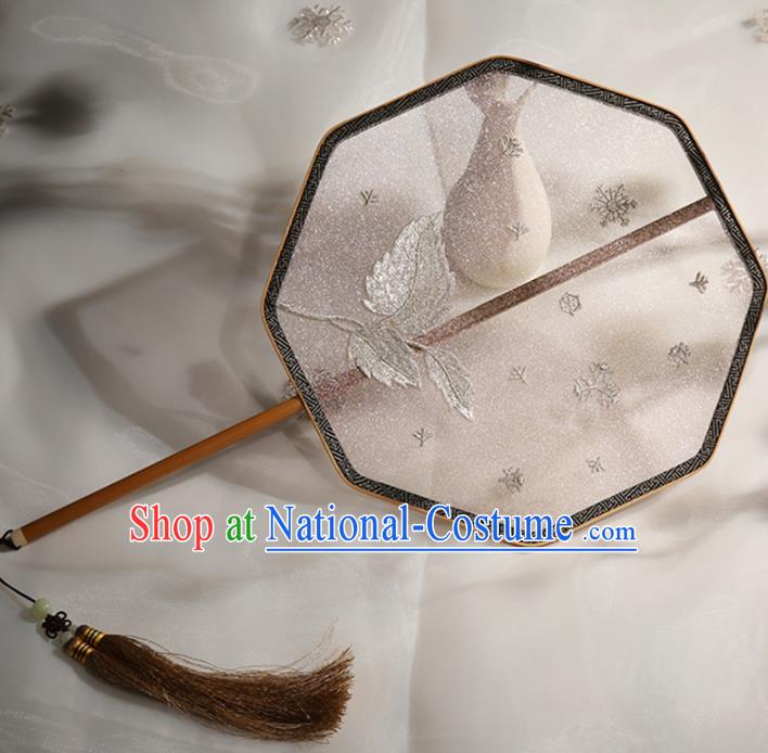 Chinese Traditional Hanfu Embroidered Silk Fans Ancient Princess Palace Fan for Women