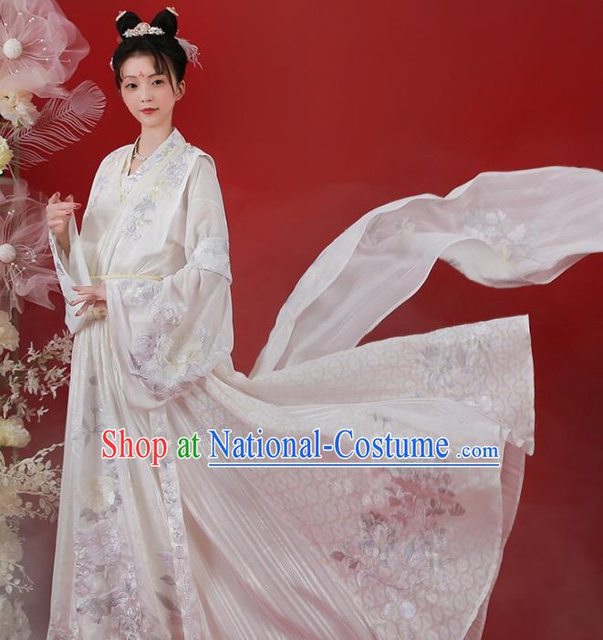 Chinese Ancient Palace Princess Embroidered Dress Traditional Tang Dynasty Royal Infanta Costumes for Women