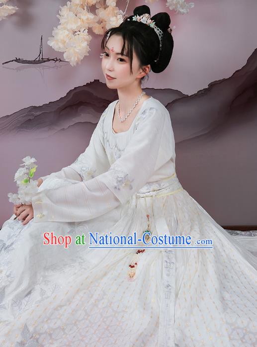 Chinese Tang Dynasty Court Maid Embroidered Dress Traditional Ancient Royal Princess Costumes for Women