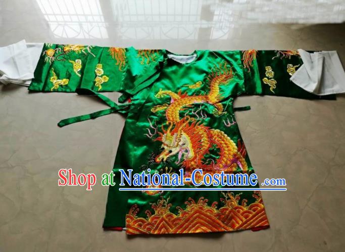 Chinese Traditional God Embroidered Green Priest Frock Taoism Deity Costume