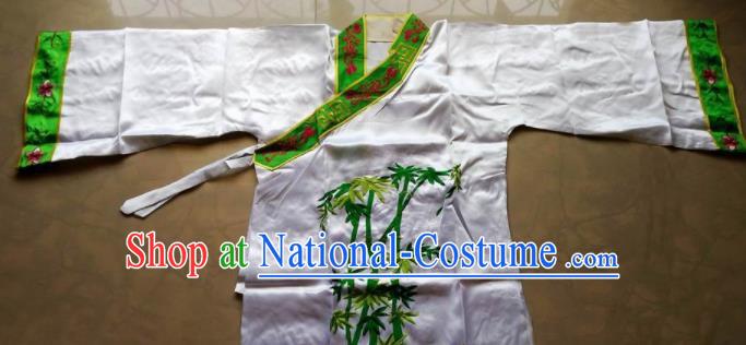 Chinese Traditional God Embroidered White Priest Frock Taoism Deity Costume