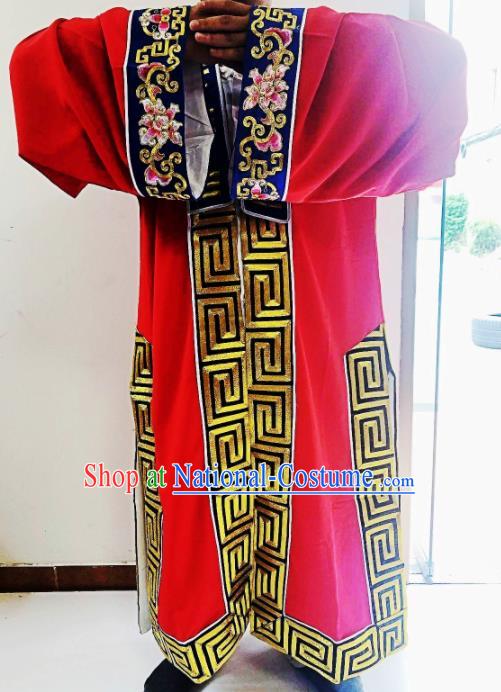 Chinese National Taoist Embroidered Eight Diagrams Red Priest Frock Cassock Traditional Taoism Rites Costume for Men