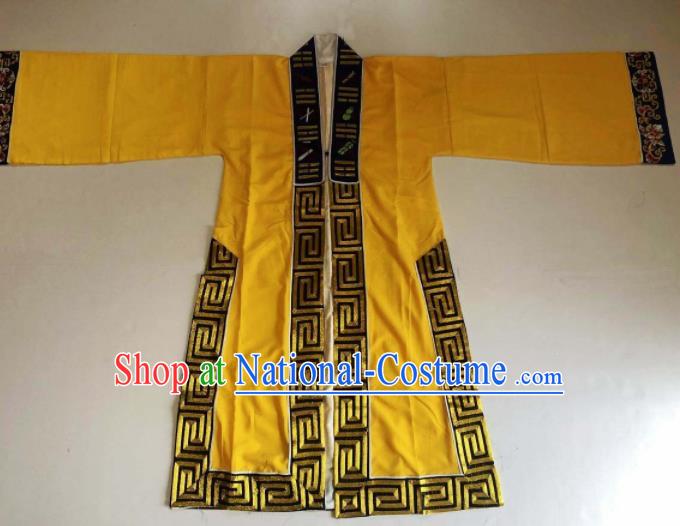 Chinese National Taoist Embroidered Eight Diagrams Yellow Priest Frock Cassock Traditional Taoism Rites Costume for Men