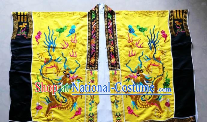 Chinese National Taoist Embroidered Dragon Yellow Frock Cassock Traditional Taoism Rites Costume for Men