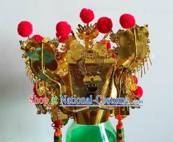 Chinese Traditional God Statue Golden Hat Taoism Royal Highness Headwear