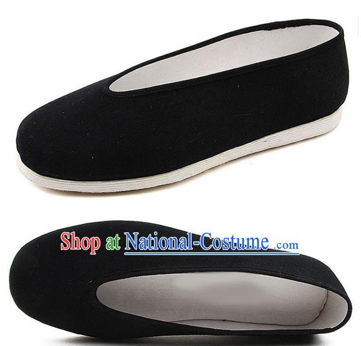 Chinese National Handmade Black Cloth Shoes Traditional Martial Arts Shoes for Men