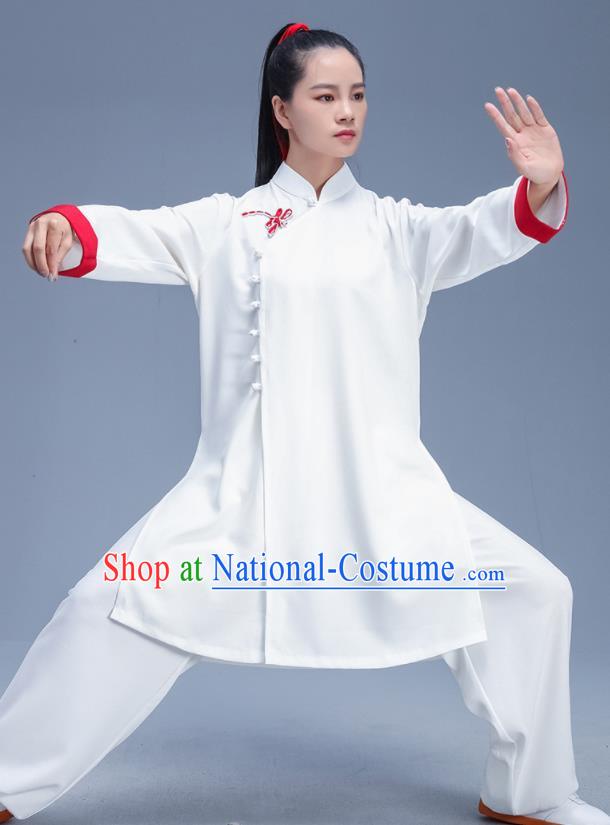 Chinese Traditional Kung Fu Competition White Garment Outfits Martial Arts Stage Show Costumes for Women