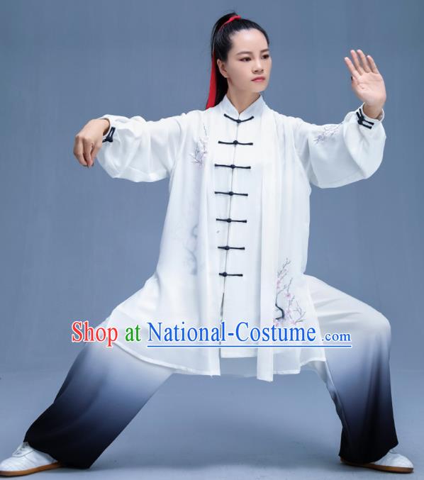 Chinese Traditional Kung Fu Embroidered Plum Blossom Garment Outfits Martial Arts Stage Show Costumes for Women