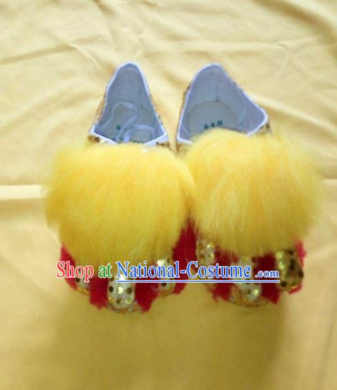 Chinese Traditional Lion Dance Red Shoes Handmade Folk Dance Shoes for Men