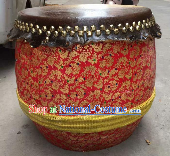 Chinese World Lion Dance Red Cowhide Drum Traditional Lion Dance Musical lnstruments Drum