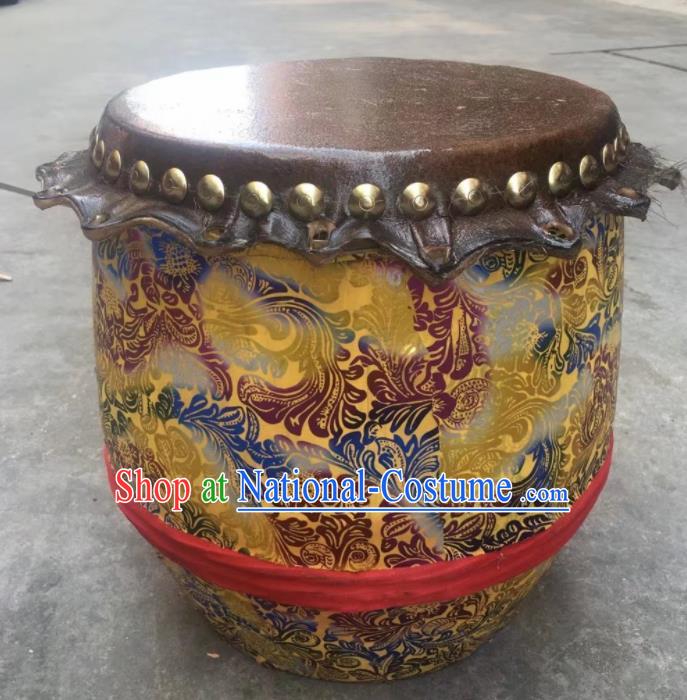 Chinese Lion Dance Cowhide Yellow Drum Traditional Lion Dance Musical lnstruments Drum