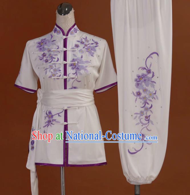 Chinese Tai Chi Embroidered Garment Outfits Traditional Kung Fu Martial Arts Training Costumes for Women