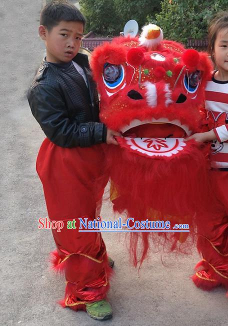 Chinese Traditional Lion Dance Competition Red Lion Head Top Lion Dance Costumes for Kids