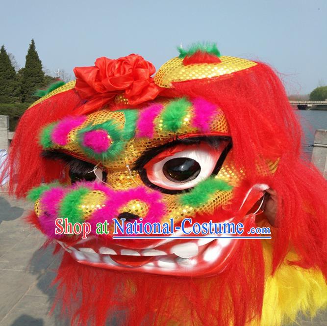 Chinese Traditional Lion Dance Fur Lion Head Top Lion Dance Competition Costumes for Adult