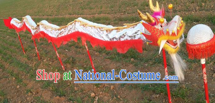 Chinese Traditional White Dragon Head Prop Dragon Dance Competition Costumes for Kids