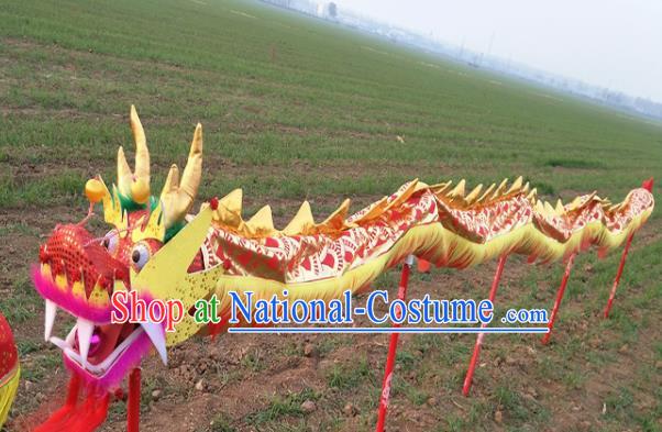 Chinese Traditional Golden Dragon Head Prop Dragon Dance Competition Costumes for Kids