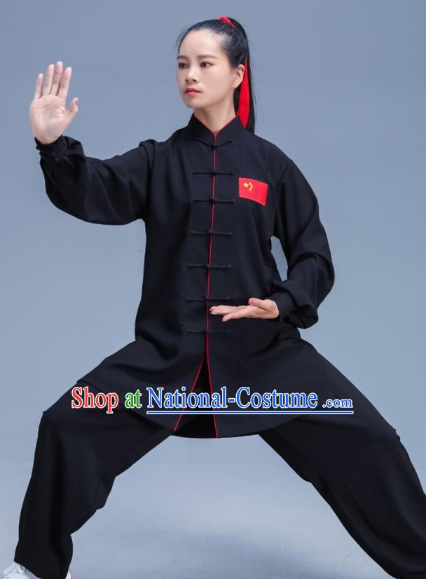 Chinese Traditional Kung Fu Stage Show Black Outfits Martial Arts Competition Costumes for Women