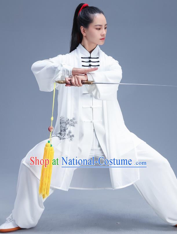 Chinese Traditional Kung Fu Competition White Outfits Martial Arts Stage Show Costumes for Women