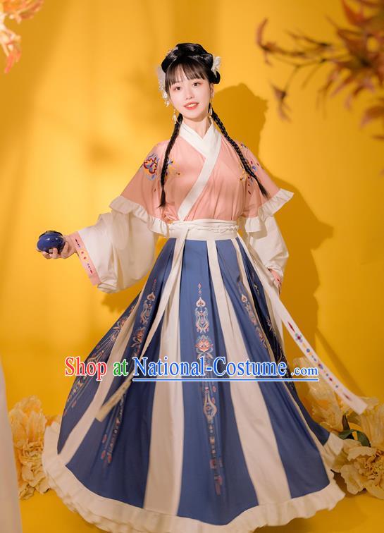 Traditional Chinese Jin Dynasty Royal Princess Pink Hanfu Dress Ancient Goddess Costumes for Women