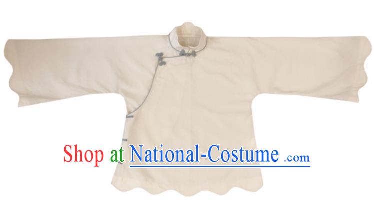 Chinese Traditional Tang Suit White Shirt National Upper Outer Garment Blouse Costume for Women