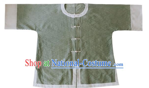 Chinese Traditional Tang Suit Light Green Shirt National Upper Outer Garment Blouse Costume for Women