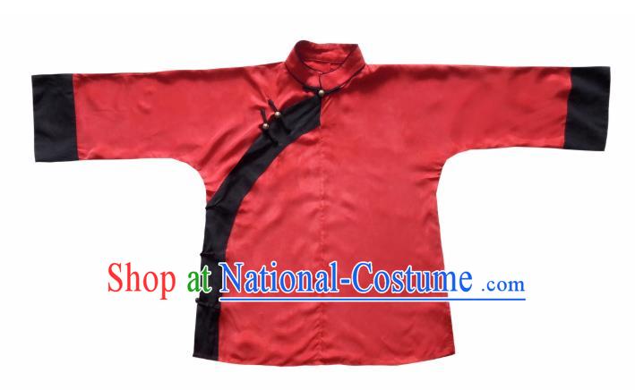 Chinese Traditional Qing Dynasty Red Shirt National Tang Suit Upper Outer Garment Blouse Costume for Women