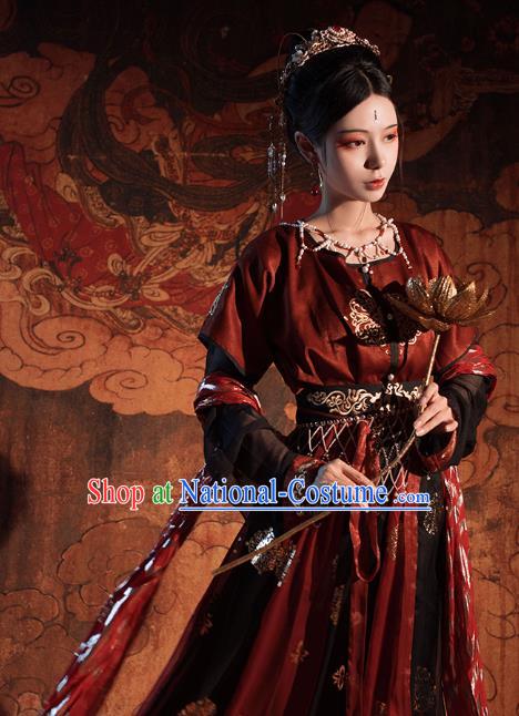 Chinese Traditional Tang Dynasty Court Maid Dress Ancient Flying Apsaras Historical Costumes for Women