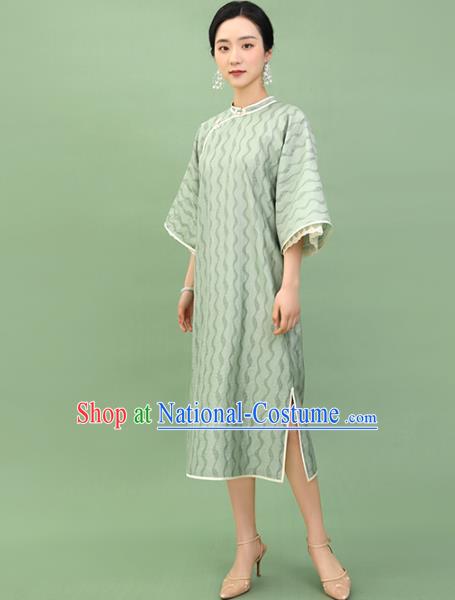 Republic of China Traditional Green Lace Qipao Dress Chinese National Tang Suit Cheongsam Costumes for Women