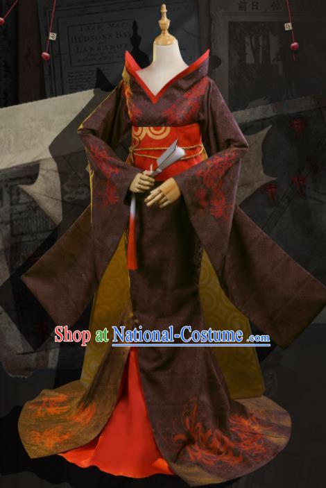 Japanese Traditional Cosplay Geisha Deep Purple Kimono Dress Japan Yukata Costumes for Women