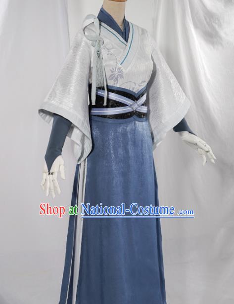 Chinese Traditional Cosplay White Hanfu Dress Ancient Swordsman Costumes for Women