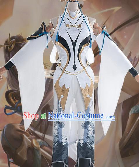 Chinese Cosplay Female Swordsman White Hanfu Dress Traditional Ancient Princess Costumes for Women