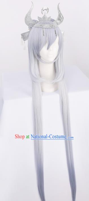 Chinese Traditional Cosplay Fairy Lilac Wigs Ancient Swordsman Wig Sheath for Women