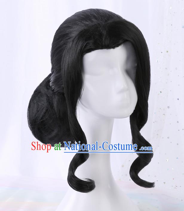 Chinese Traditional Cosplay Geisha Black Wigs Ancient Courtesan Wig Sheath for Women