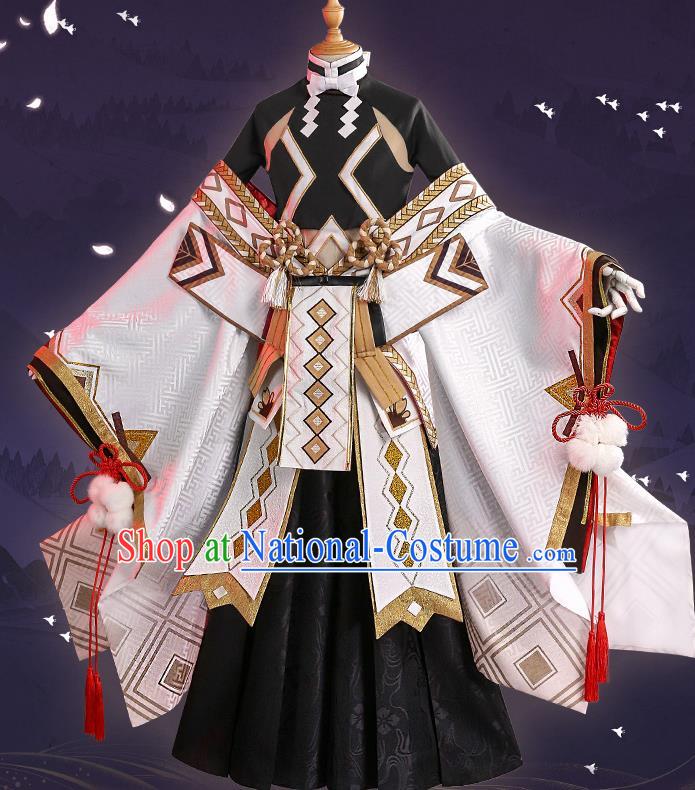 Japanese Traditional Cosplay Knight Black Clothing Ancient Swordsman Costumes for Men