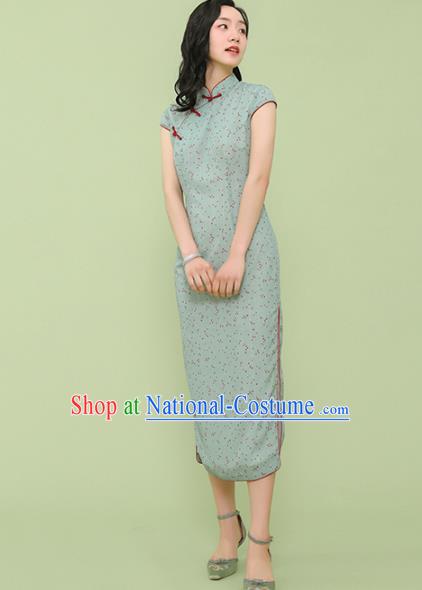 Republic of China Traditional Green Qipao Dress Chinese National Tang Suit Cheongsam Costumes for Women