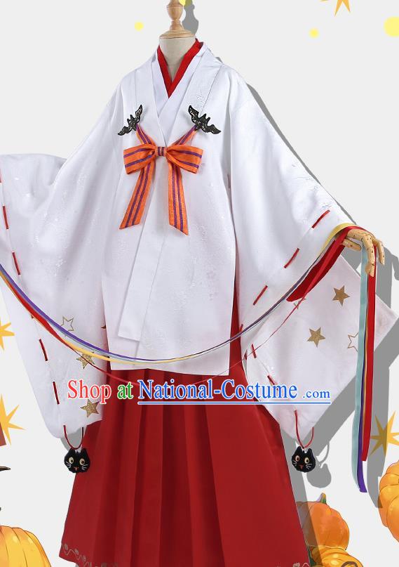 Japanese Traditional Cosplay Geisha White Kimono Dress Japan Onmyoji Costumes for Women