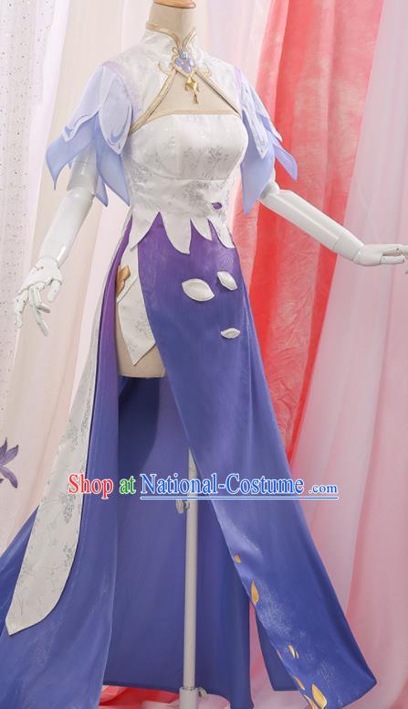 Chinese Traditional Cosplay Lilac Qipao Dress Ancient Swordsman Costumes for Women